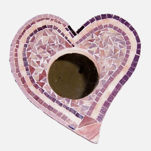 Mosaic Heart Mirror Wall Mirror Accent Mirror Handmade 10" x 10" - Picture 1 of 2